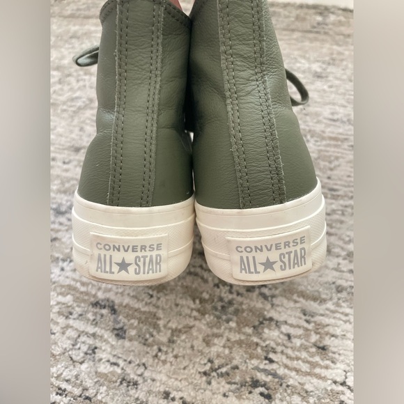 Converse High Top Green Leather Lift Platform Hi Womens size 7 - Picture 5 of 8